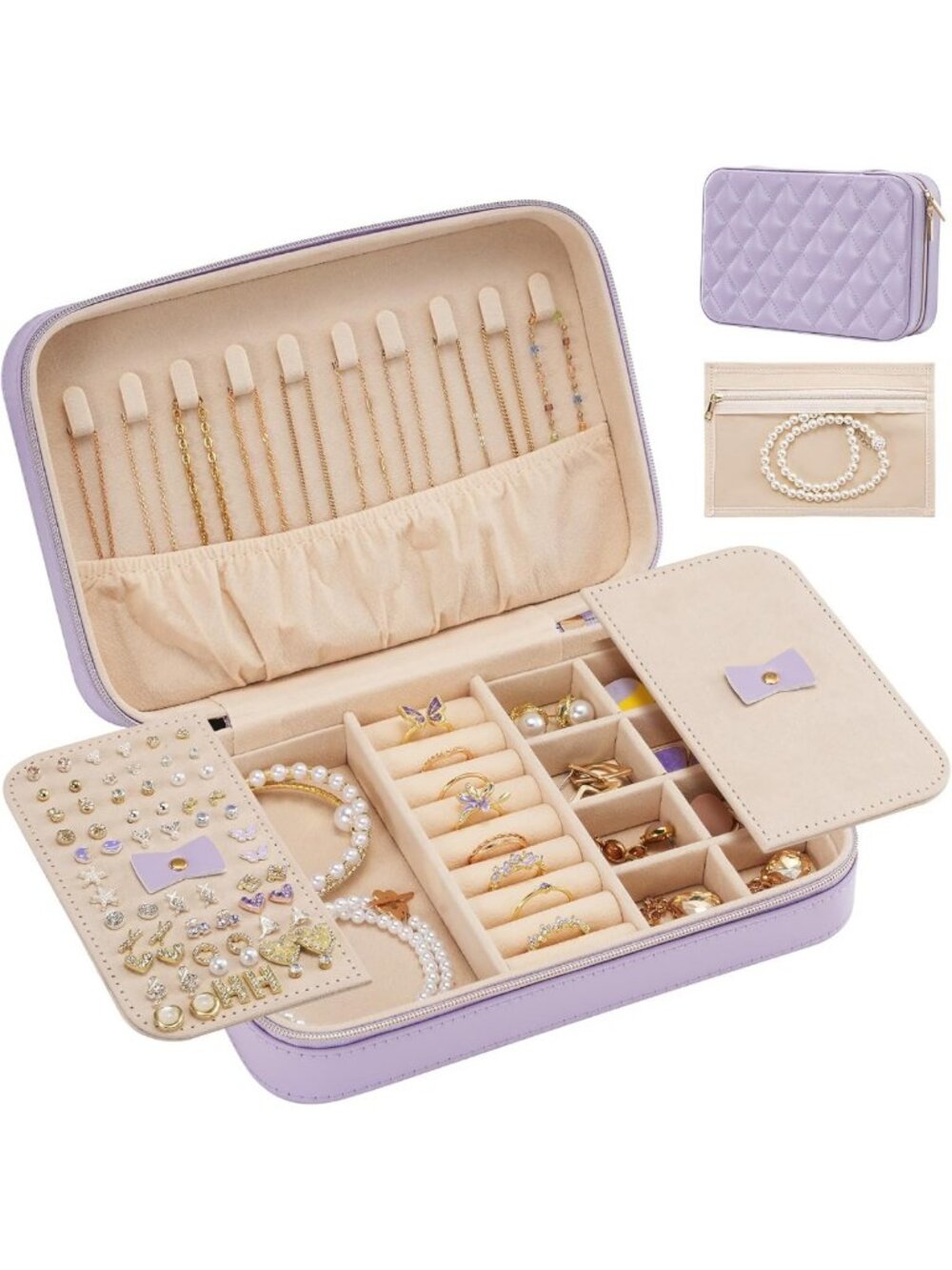 Compact Travel Jewelry Organizer with Mirror & Clear Bag - Perfect Gift for